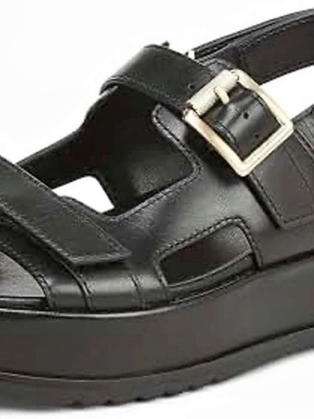 Naturalizer Ziva Platform Sandals Women's 9 Black Leather Double Buckle